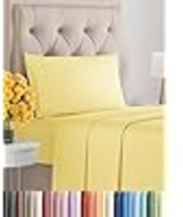 Twin Size 3 Piece Sheet Set Comfy Breathable & Cooling Bed Sheets Set Hotel Luxury Bedding for Women Men Kids & Teens Deep Pockets Easy Secure Fit Soft and Wrinkle Free Oeko-Tex Yellow