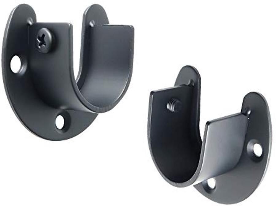 U-vorm Gordijnroede Houder Verstelbare Roestvrij Stalen Houder voor Gordijnen en Kasten Matte Zwart 28mm