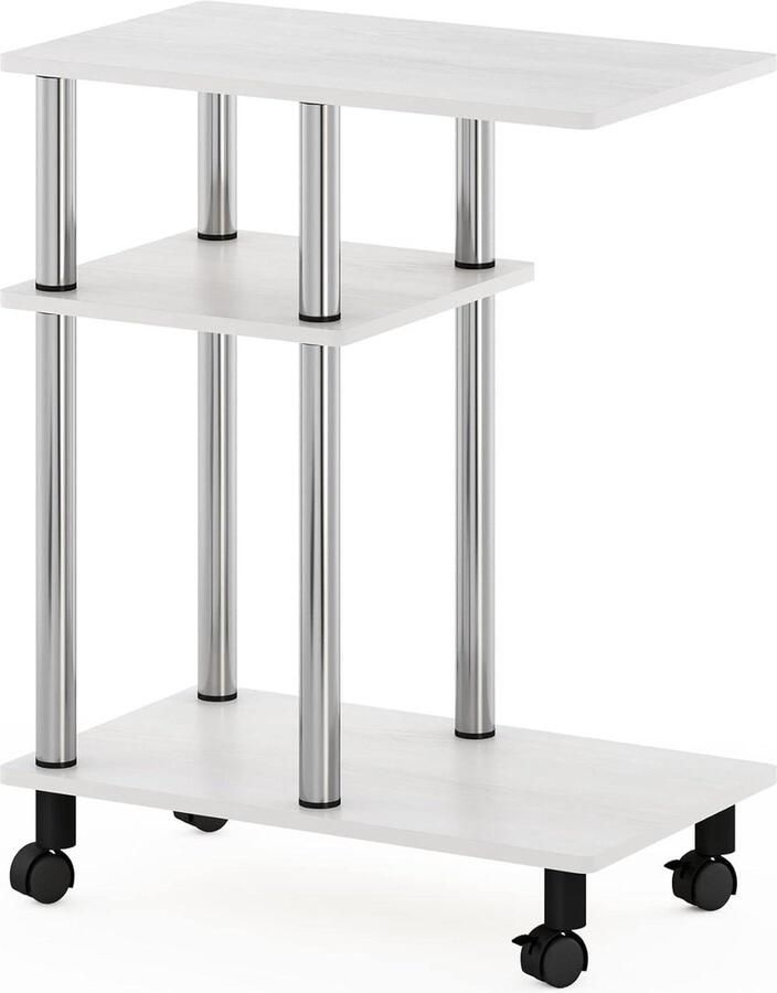 U-vorm sofa bijzettafel op wielen ontworpen hout wit eiken roestvrij staal 295x50x627 cm