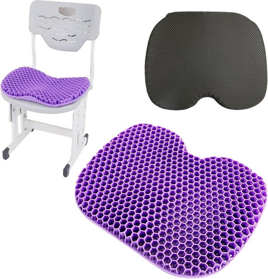 Zitkussen orthopedische traagsponzen U-vormige zitkussen bureaustoel vorming van de billen gel zitkussen kantoor autorijden paars 48 x 38 x 5 cm zitkussen orthopedische