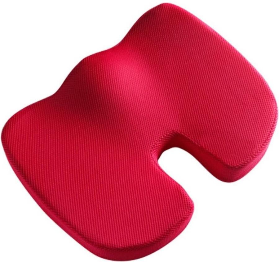 U-vormig zitkussen voor bureaustoel gamingstoel autostoel extra groot traagschuim zitkussen voor verlichting van rug- stuitbeen- en staartbeenpijn (45*35*7cm Mesh ) Mesh rood