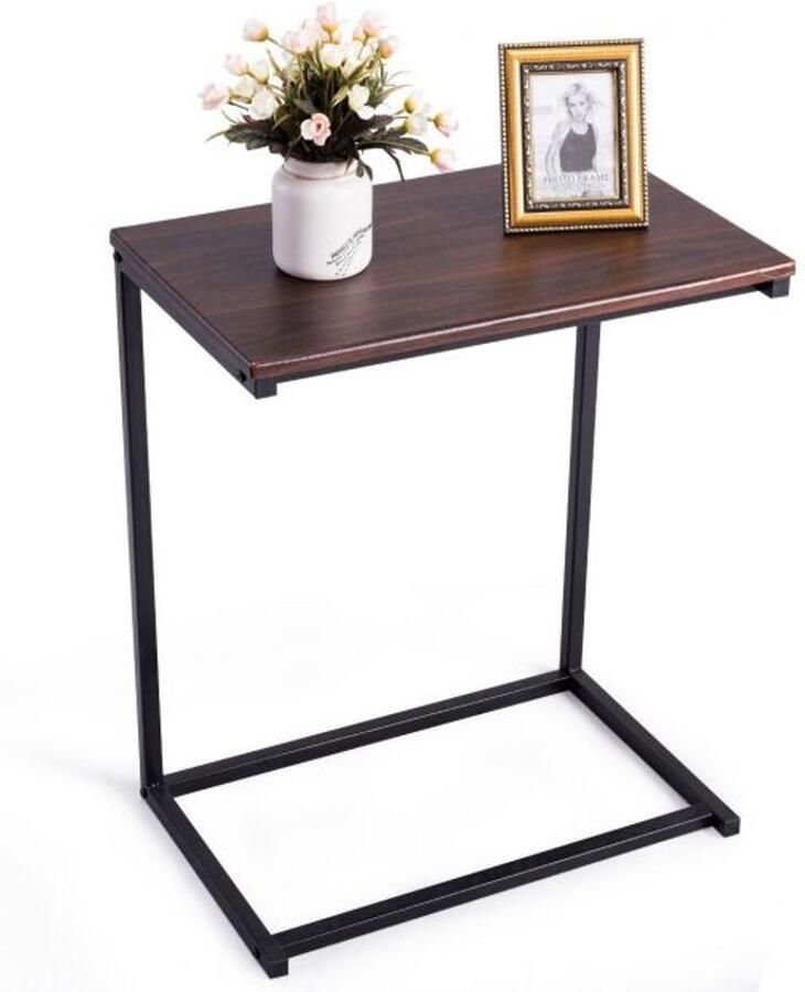 U-vormige bijzettafel – Vaste laptoptafel 55x35x65 cm – Naturel