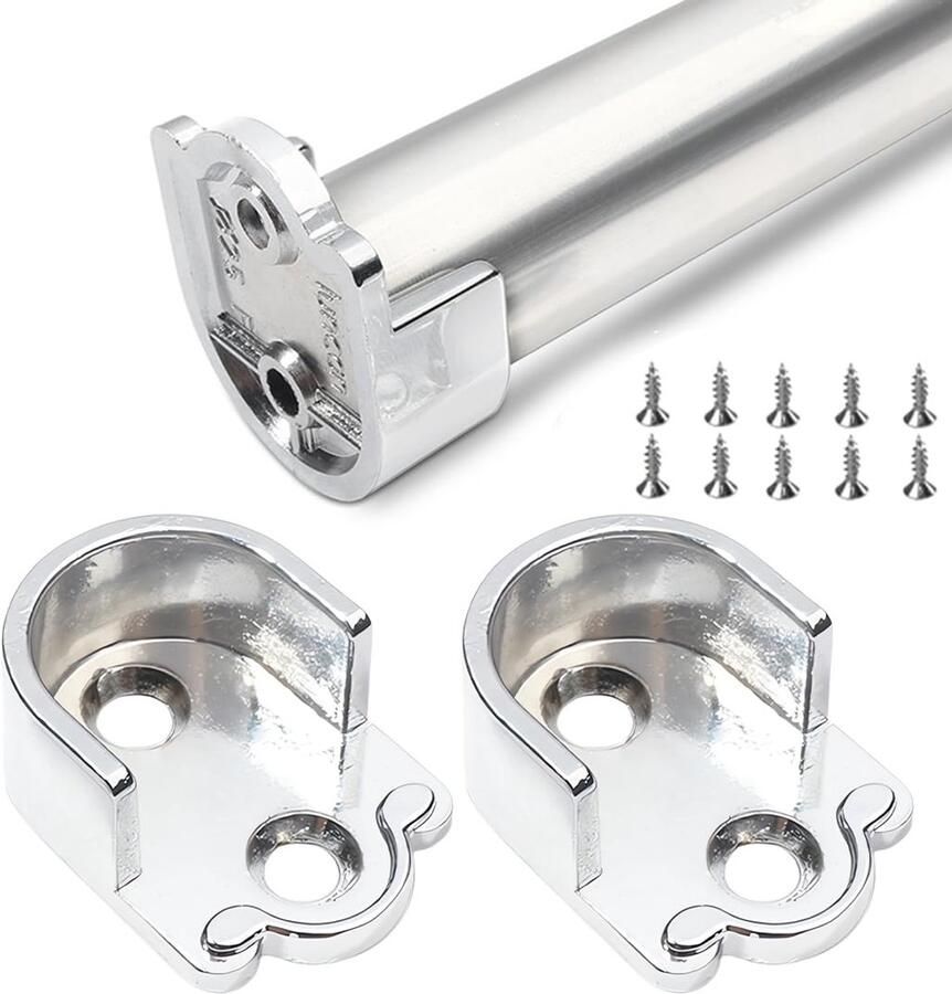 U-vormige kaststanghouders Set van 2 stuks Zijbuishouders voor kaststang Houder voor flensstang Zinklegering Organiseer efficiënt je kledingkast
