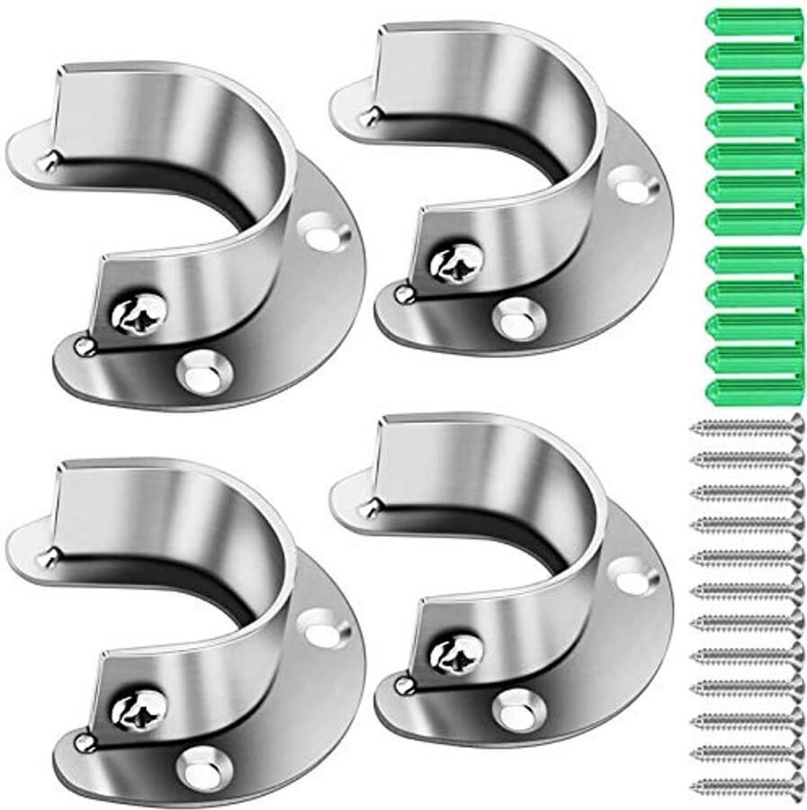 U-vormige Staafsteun Set voor Kledingkast en Badkamer 32mm Roestvrijstaal