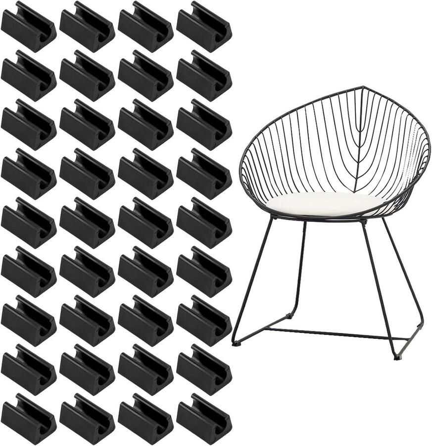 Allecto Plus 36 Stuks Stoelpoot Beschermers voor Meubelbuizen Premium Meubelbuis Kussens voor Stoelen Non-Slip Clips Vloeren Bescherming en Kraspreventie Geschikt voor Ondergronden