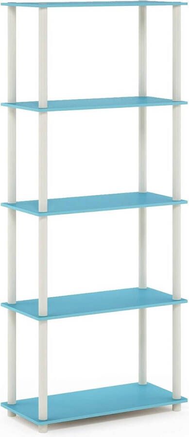 ube multifunctioneel opbergrek voor boekenkasten met 5 niveaus en ronde buizen lichtblauw wit 59 9 (breedte) x 145 8 (hoogte) x 29 5 (diepte) cm
