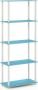 Ube multifunctioneel opbergrek voor boekenkasten met 5 niveaus en ronde buizen lichtblauw wit 59 9 (breedte) x 145 8 (hoogte) x 29 5 (diepte) cm - Thumbnail 1