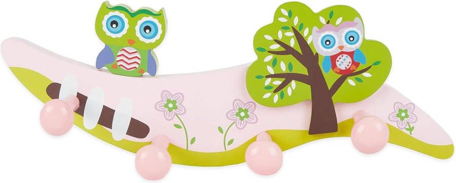 Uil Kleerhaken Kindergarderobe Roze Kledinglijst Kinderhaken Hout Babygarderobe Babykleerhaken Kinderen Jashouder Kinderen Kledinghaken Garderobe Wandgarderobe Kinderen