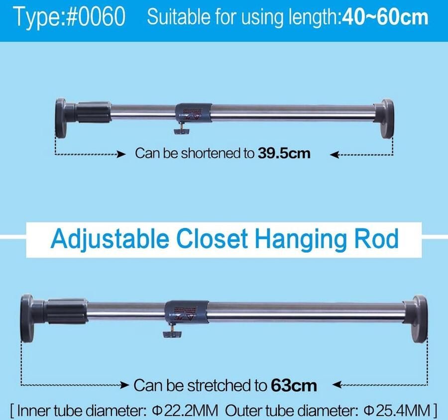 Uitbreidbaar douchegordijn met spanstang zonder boren 1 stuk wit