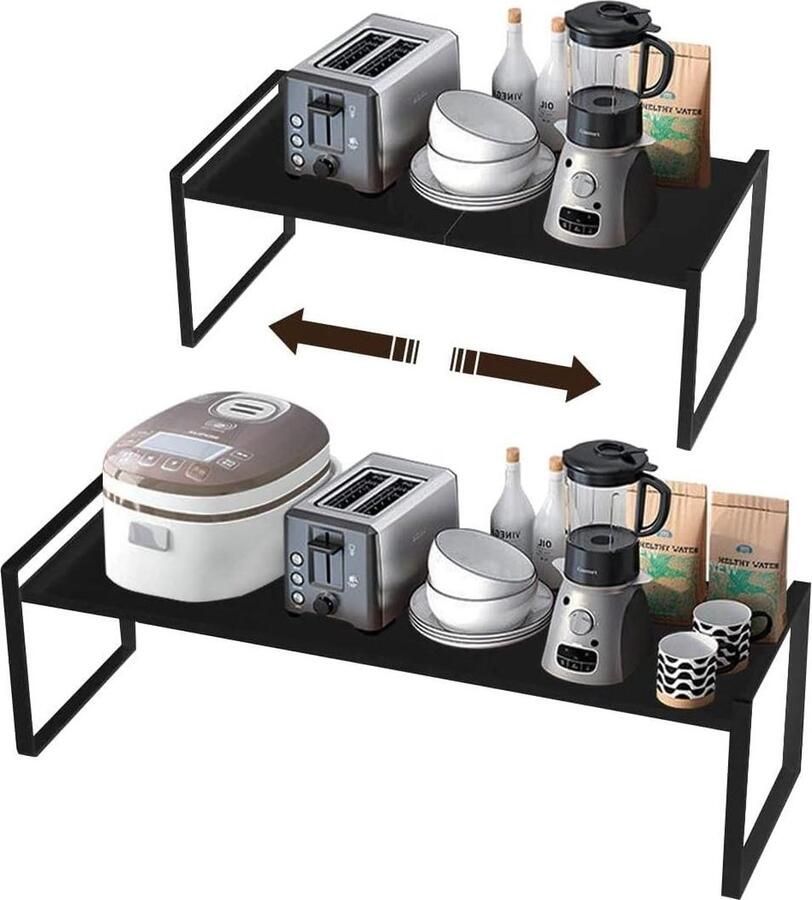 Uitbreidbaar keukenrek verstelbaar en ruimtebesparend organizer voor keukenkasten werkbladen en meer opbergrek