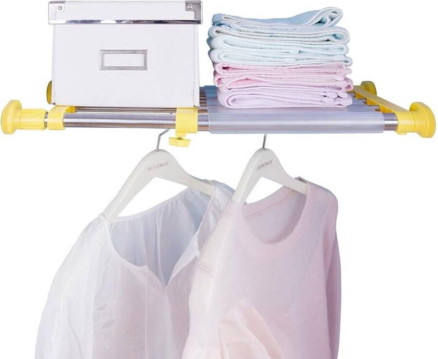 Luxiba Uitbreidbaar kledingkastsysteem Telescopische kast Kledingrail Kledingopslag DIY Plankverdeler Separator Organizer Kledingkastaccessoires Kastspanning Plankstang 40-60cm Geel