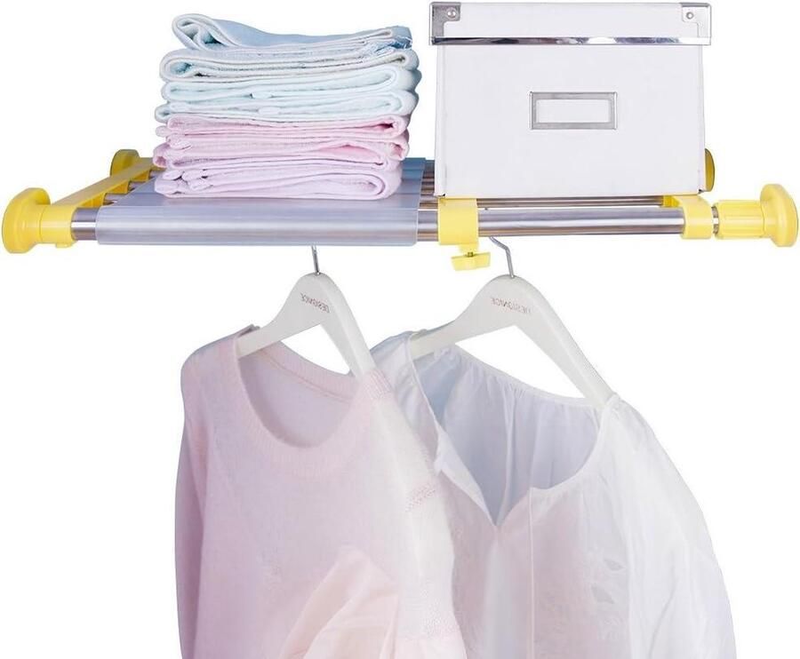 Uitbreidbaar metalen opbergrek verstelbaar organizer doe-het-zelf scheidingswand scheider voor kast kledingkast keuken badkamer geel