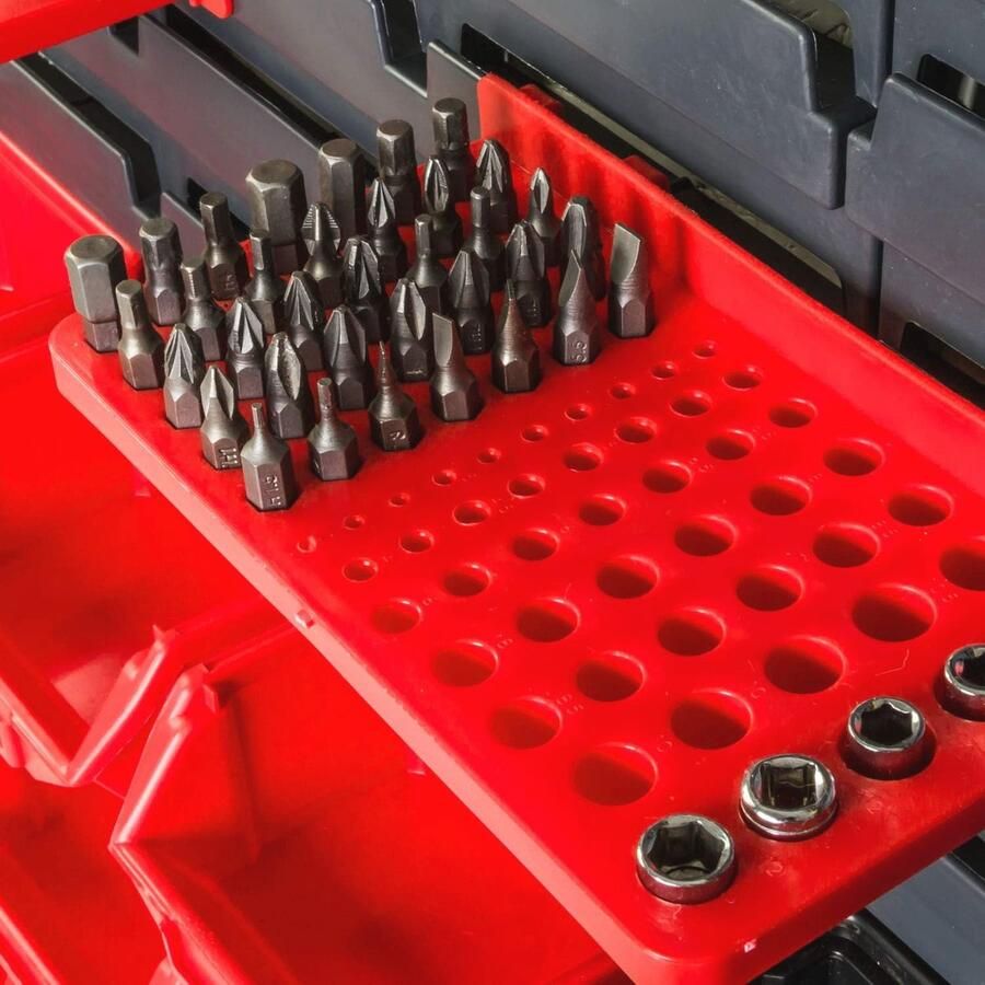 Uitbreidbaar wandrek 140x77 cm voor stapelboxen Extra sterke opslagoplossing voor werkplaatsen - Foto 2