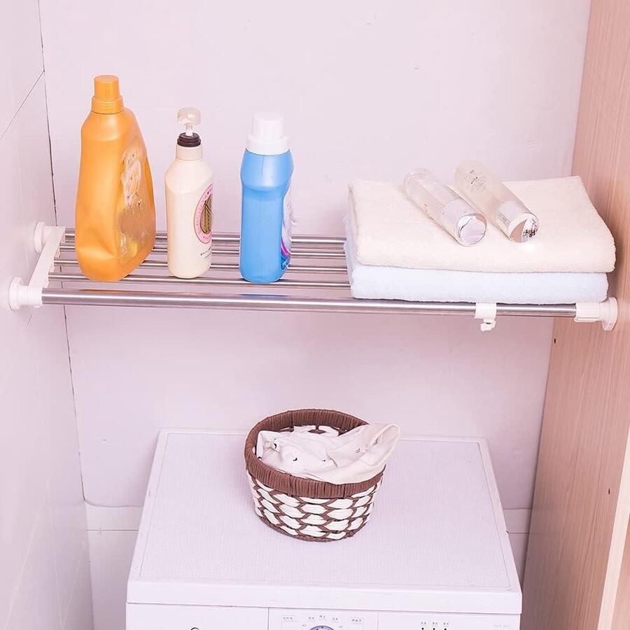 Uitbreidbare kast-opbergrek met spanningsplank en verstelbare staven voor garderobe en keuken opbergrek