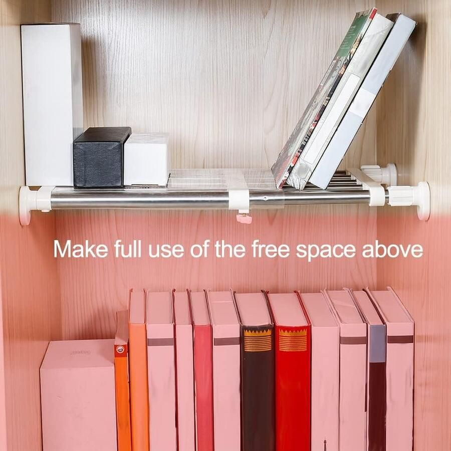 Uitbreidbare kast organizer planken zonder boren doe-het-zelf kastverdeler opbergrek multifunctioneel verstelbare lengte 40-60 cm blauw - Foto 2