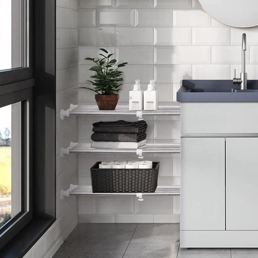 Uitbreidbare kast plank kledingkast organizer planken opbergrek multifunctioneel verstelbare lengte 119-1905 cm ivoor