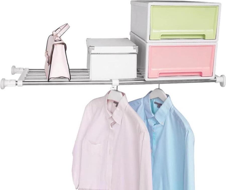 Uitbreidbare kast plank kledingkast organizer planken zonder boren DIY kast scheidingswand opbergrek verstelbare lengte 84-1175 cm ivoor slaapkamer opbergsysteem