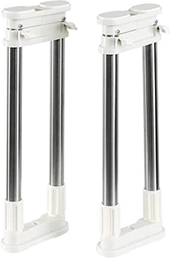 Uitbreidbare Kast Plank Spanstang Verstelbaar Metalen Opbergrek voor Garderobe Keuken en Badkamer 2 Pack