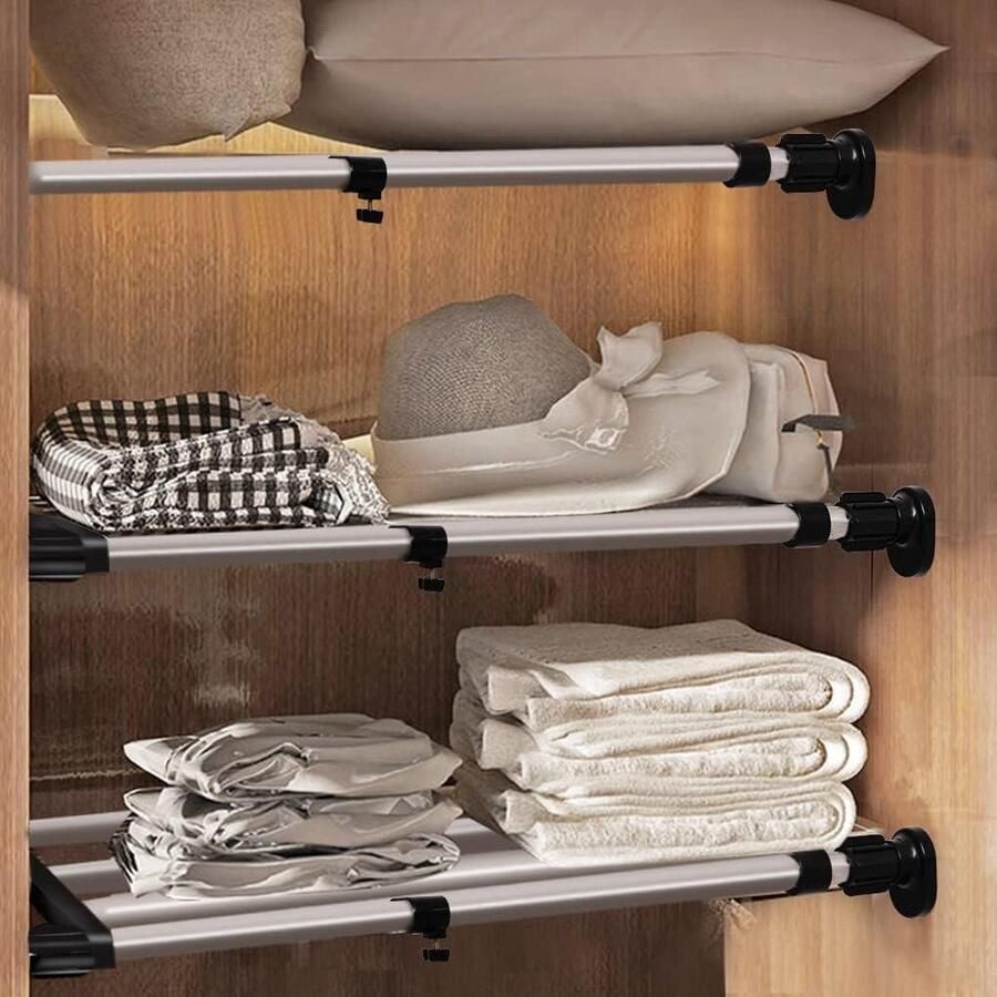 Uitbreidbare kast spanplank kledingkast organizer planken verdeler verstelbaar keuken badkamer slaapkamer zwart geen boren 1969 tot 315 inch