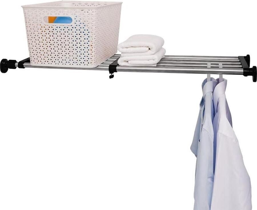 Uitbreidbare kast kledingkast organizer planken verdeler verstelbaar 4685-75 inch zwart