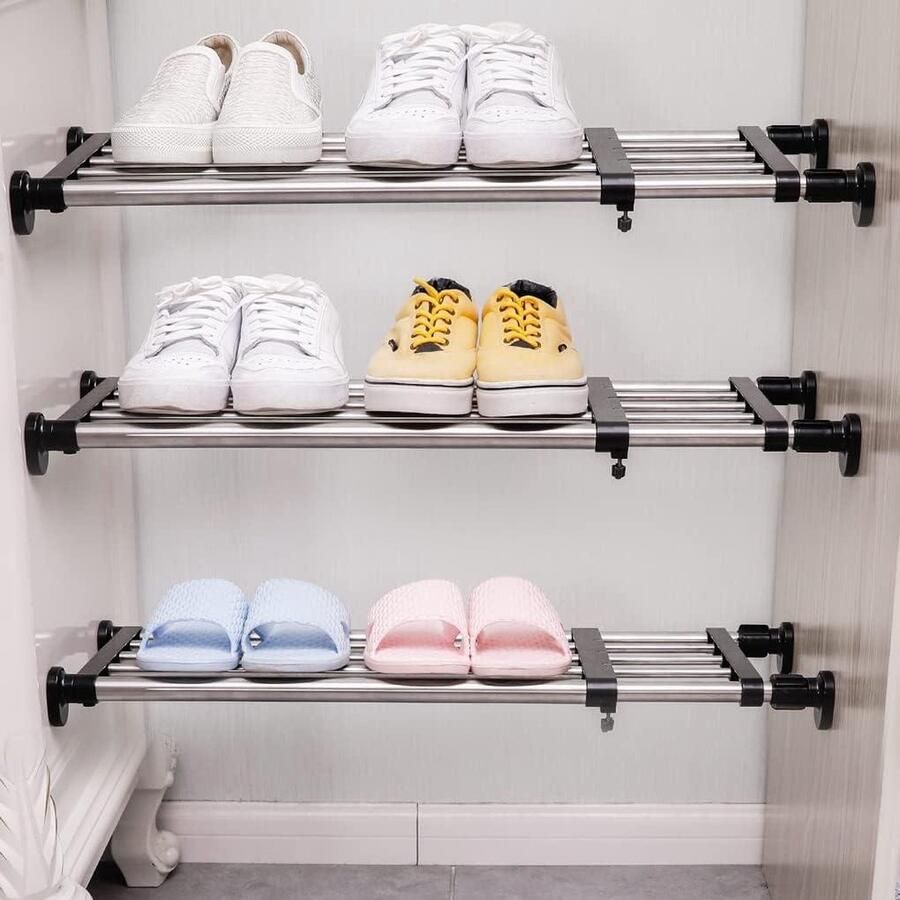 Uitbreidbare kast spanplank opbergrek kledingkast organizer verstelbare planken verdeler voor keuken badkamer slaapkamer zwart 1969 tot 315 inch