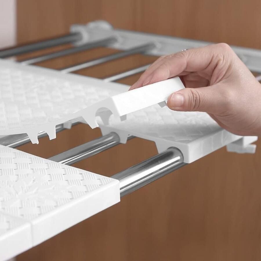 Uitbreidbare kastplank Kledingopbergrek Spanstang Zware kasten Organizer DIY-garderobehanger Dividerhouder Wit