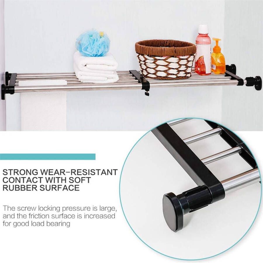 Uitbreidbare kastspanningsplank verstelbare metalen opbergkast organisator scheidingswand voor garderobe kast keuken badkamer zwart 60-100cm