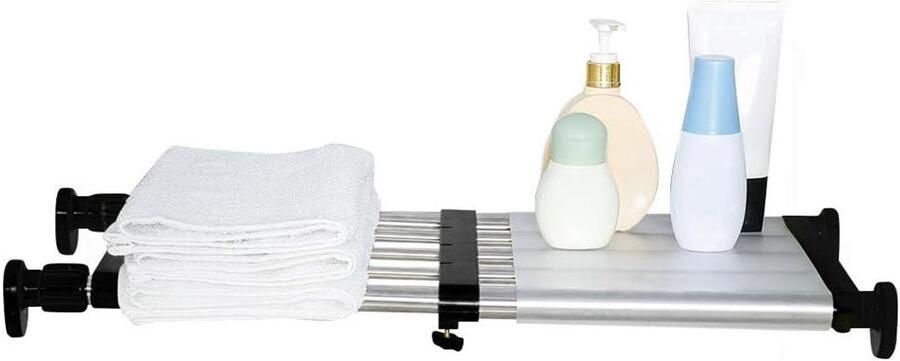 Uitbreidbare kast plank spanning staaf kleding hanger opbergrek verstelbare DIY rekken unit kast keuken badkamer verdeler separator organizer zwart opbergoplossing voor thuis - Foto 2