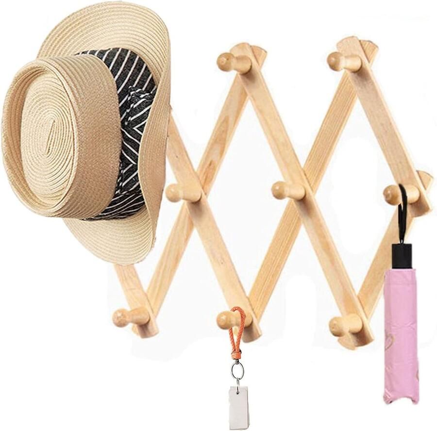 Goodivery Uitbreidbare Wandkapstok Met 10 Haken Voor Kledingstukken En Accessoires