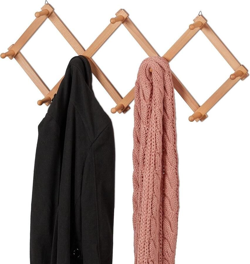 Uw nieuwe titel zou dan kunnen zijn: Uitschuifbare houten wandkapstok met 10 haken voor jassen tassen en sjaals Opvouwbaar en natuurlijk