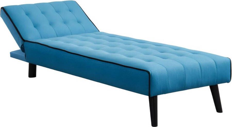 Uitklapbare chaise longue BAYOU van stof Blauw en zwarte paspel L 76 cm x H 74 cm x D 164 cm