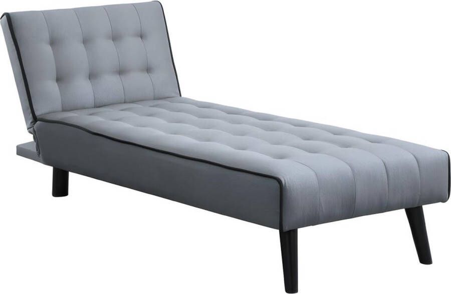 Vente-unique Uitklapbare meridienne BAYOU van stof Grijs en zwarte paspel L 76 cm x H 74 cm x D 164 cm