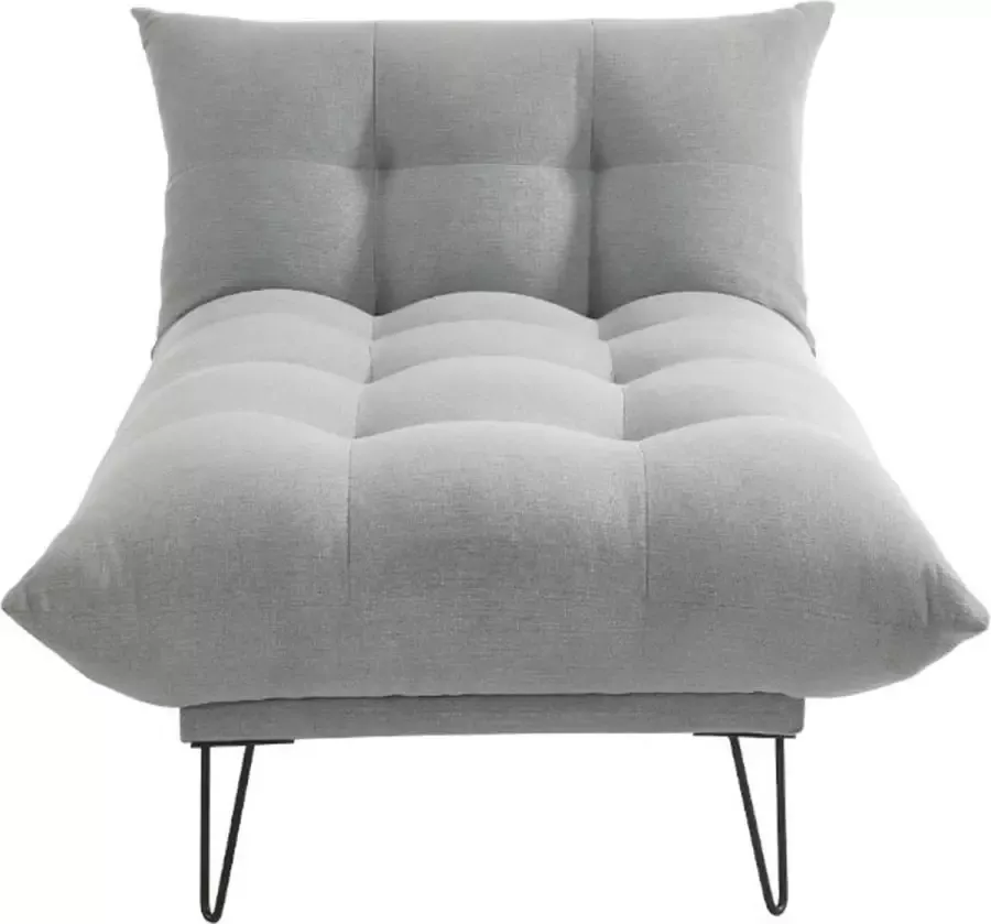 Uitklapbare chaise longue van stof BERSY Lichtgrijs L 100 cm x H 84 cm x D 154 cm