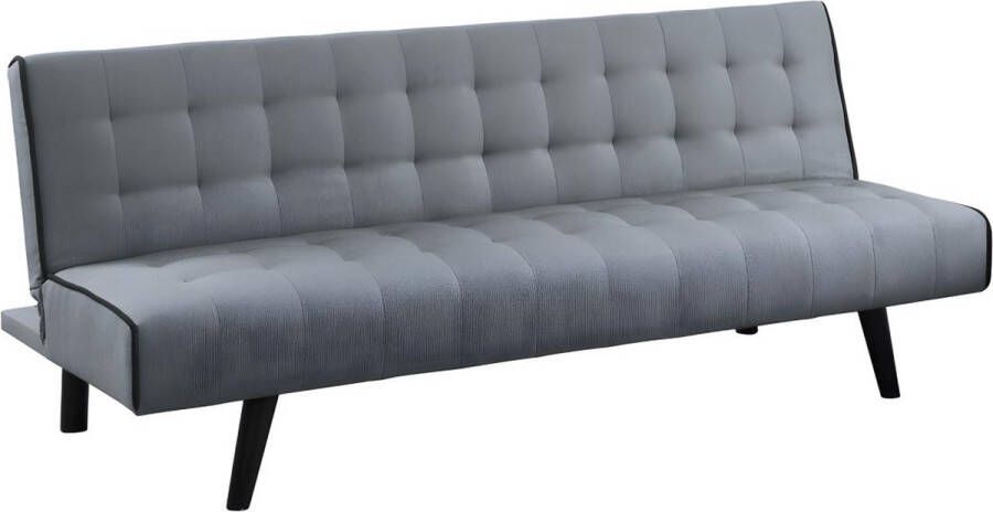 Uitklapbare driezits-bedbank BAYOU van stof Grijs en zwarte paspel L 178 cm x H 74 cm x D 78 cm - Foto 2