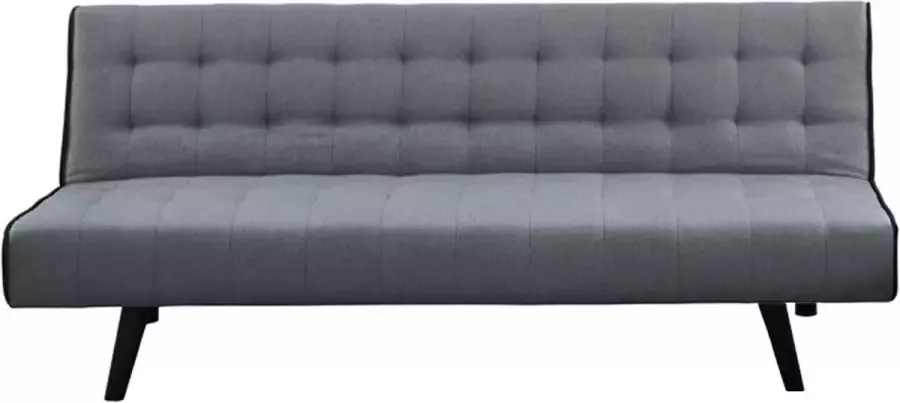 Uitklapbare driezits-bedbank BAYOU van stof Grijs en zwarte paspel L 178 cm x H 74 cm x D 78 cm - Foto 3