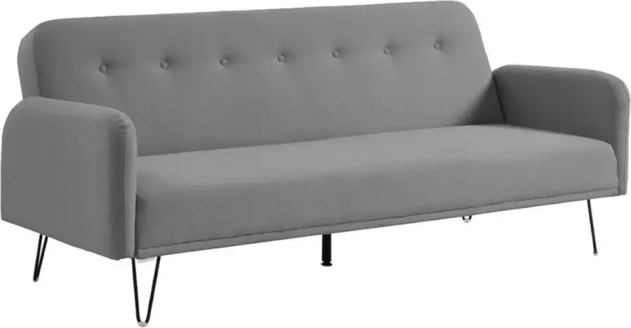 Uitklapbare driezits-bedbank van stof TESS Grijs L 200 cm x H 80 cm x D 82 cm