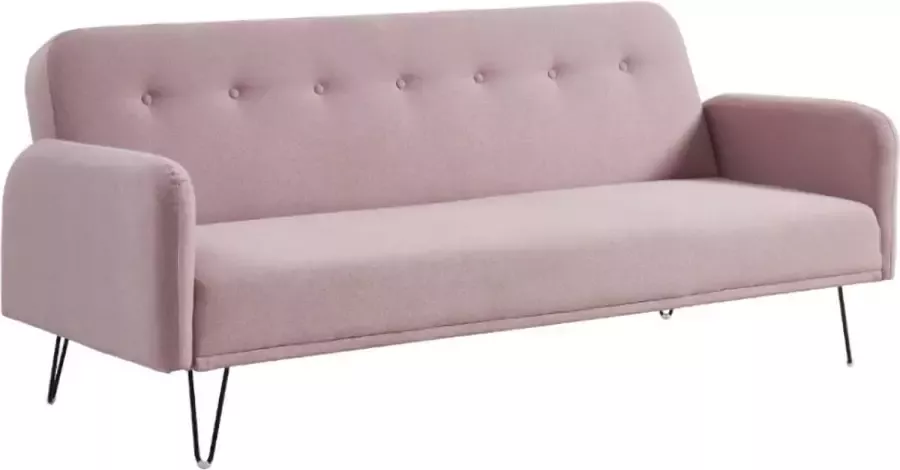 Uitklapbare driezits-bedbank van stof TESS Roze L 200 cm x H 80 cm x D 82 cm - Foto 2