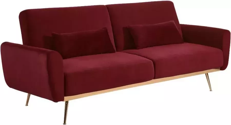 Vente-unique Uitklapbare driezitsbank in fluweel LAUNEI Bordeaux L 208 cm x H 86 cm x D 84 cm - Foto 2