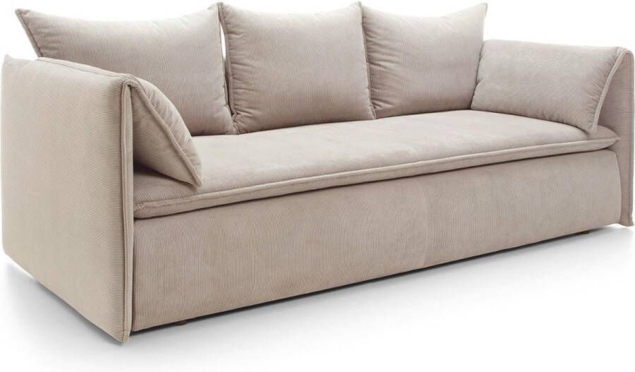 Vente-unique Uitklapbare driezitsbank van beige ribfluweel TEODORA van PASCAL MORABITO L 218 cm x H 89 cm x D 105 cm - Foto 2