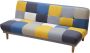 Vente-unique Uitklapbare driezitsbank van stof MARDAG Grijs blauw en geel patchwork L 178 cm x H 74 cm x D 98 cm - Thumbnail 2