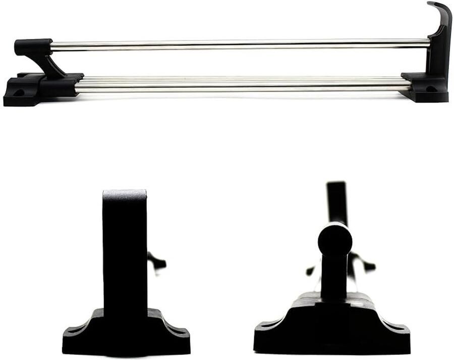 Uitneembare kapstokken geschikt voor kledinghangstang set van 2 zwart staal en kunststof 400mm