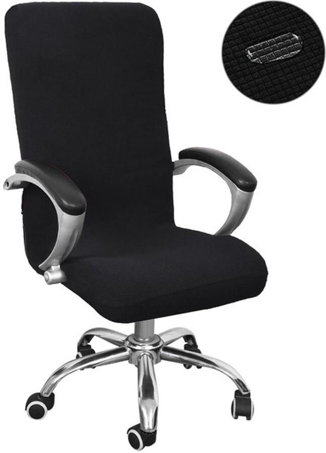 Uitrekbaar Bureaustoelbekleding Uitrekbaar Bureaustoelbekleding van Microvezel Elastische Pasvorm Anti-slip 1 Stuk Kantoorstoel Beschermer Zwart