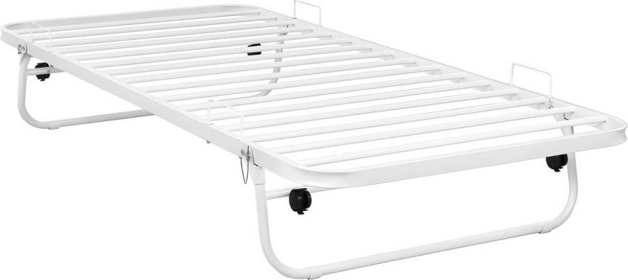 Vente-unique Uitschuifbaar bed ADONIS 90 x 190 cm Metaal Wit L 188 cm x H 30 cm x D 90 cm - Foto 2