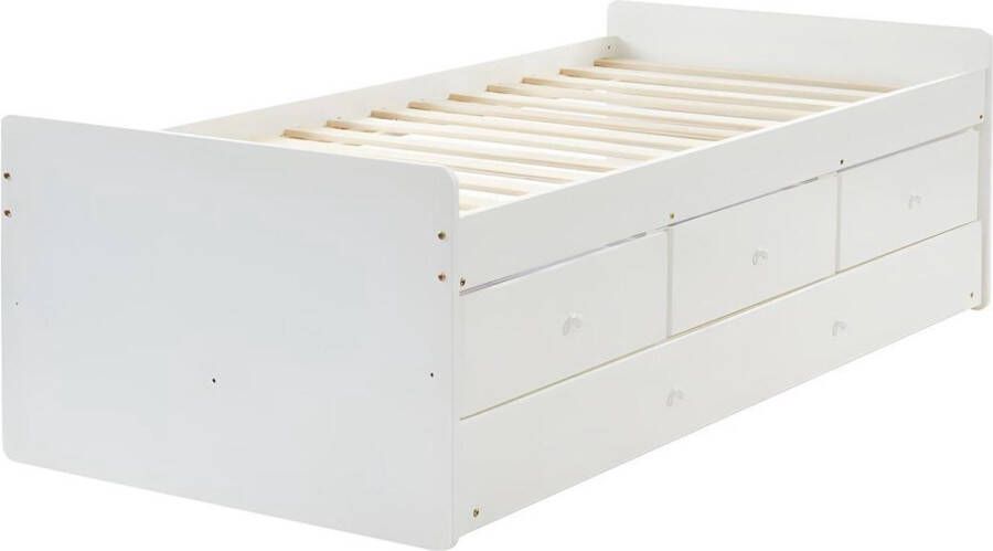 Vente-unique Uitschuifbaar bed TITOUAN met 3 lades 90x190cm MDG en dennenhout Wi L 193.8 cm x H 60 cm x D 96.2 cm - Foto 2