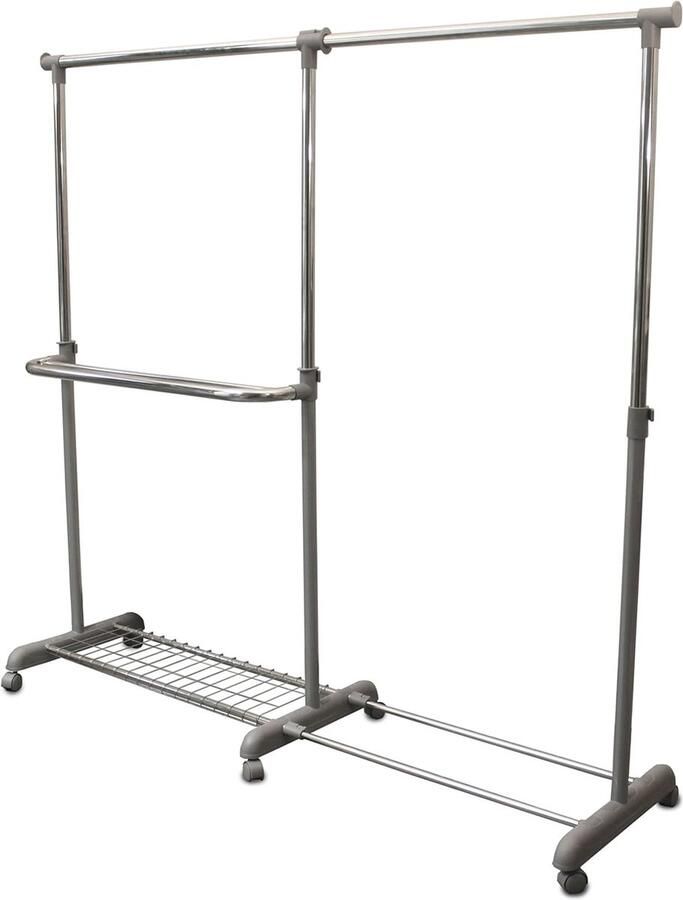 Uitschuifbaar kledingrek met wielen Telescopisch garderobe stand voor ruimtebesparing