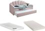 Uitschuifbaar schelpvormig bed 2 x 90 x 190 cm Velours Roze + matras ELUSIA L 204 cm x H 116.5 cm x D 100 cm - Thumbnail 1