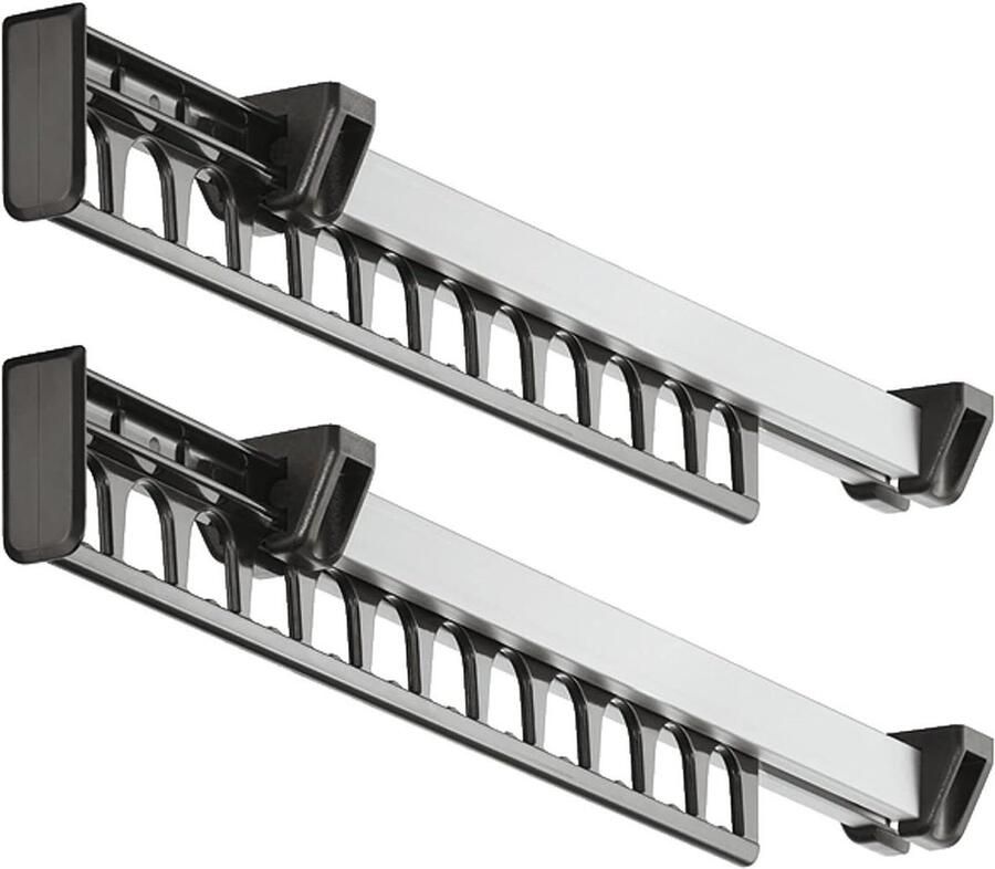 Uitschuifbaar Uittrekken Kast Kledingkast Rail Organizer Metalen Rek voor 12 Kleerhangers Set van 2 Stuks Kledingkast