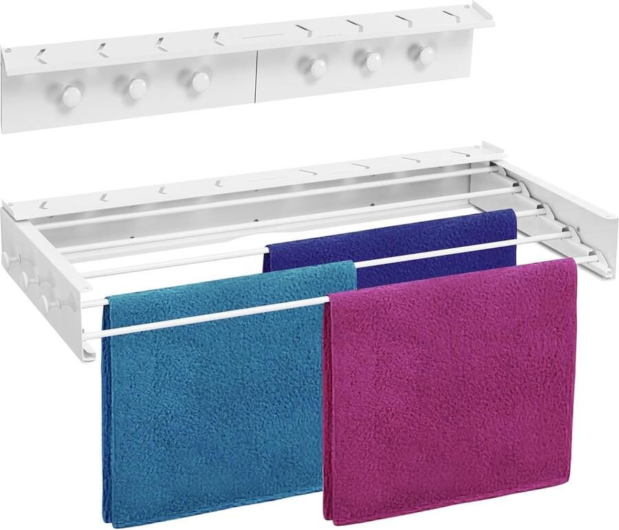 Uitschuifbaar Wanddroogrek Inklapbaar Wasrek voor Wandmontage Ruimtebesparend en Multifunctioneel