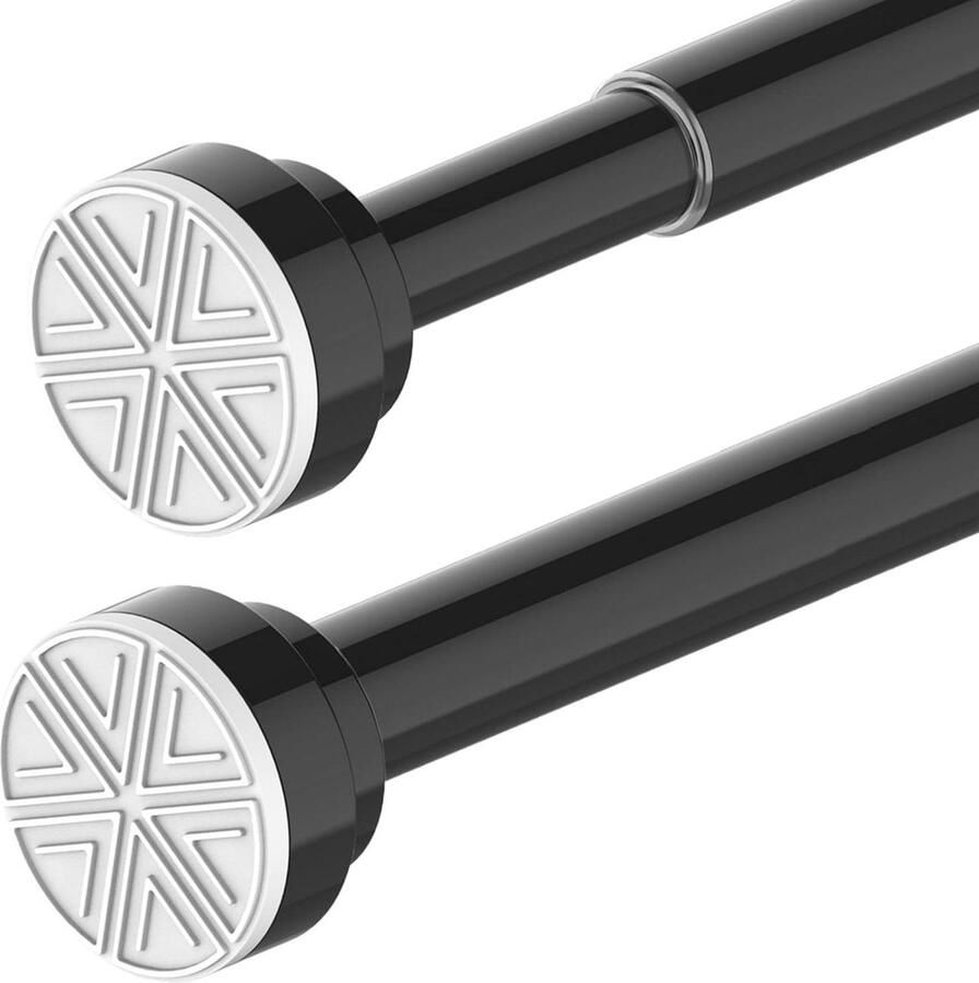 Uitschuifbare Douche Rail Geen Boren Geen Roest Roestvrij Staal Douchegordijn Rails Bad Keuken Warderobe Kast 110-200 cm 4331-7874 Inch Effen Zwart Gordijn trekstang