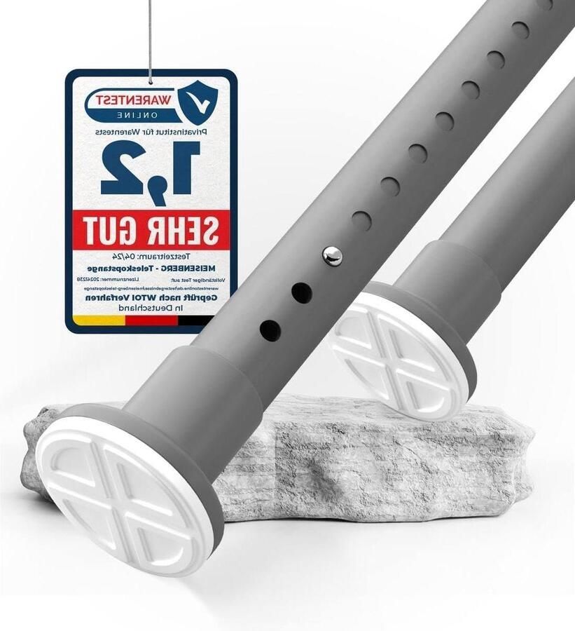 Green Harmony Uitschuifbare Douchestang 310-360 cm Roestvrij Staal Grijs Ø32mm Telescopische Roede voor Badkamer Garderobe Doorsnede. gordijnroede zonder boren 300cm
